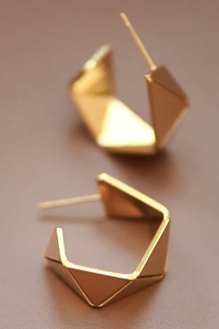 18K Gold Plated S.S. Geometric Hoop Earring