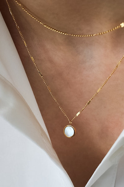 18K Gold Plated S.S. Round Pendant Layered Necklace