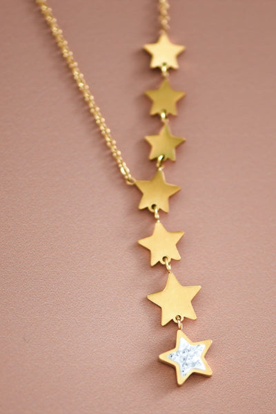 18K Gold Plated S.S. Star Lariat Necklace