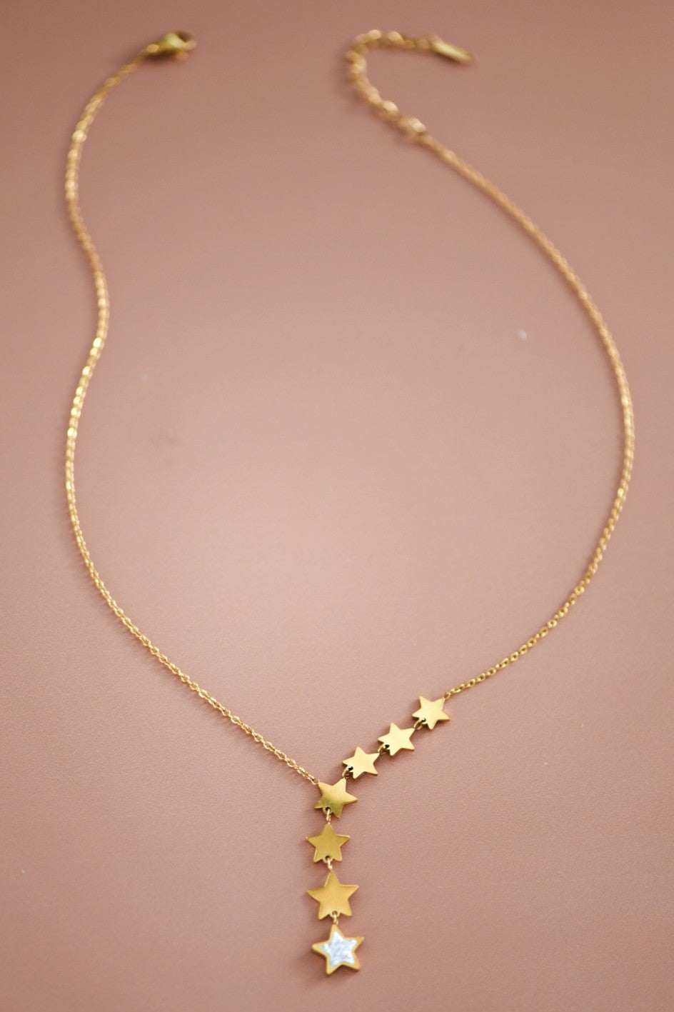 18K Gold Plated S.S. Star Lariat Necklace