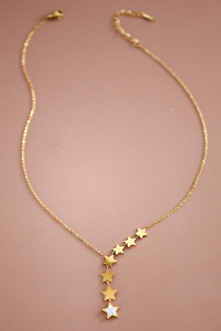 18K Gold Plated S.S. Star Lariat Necklace