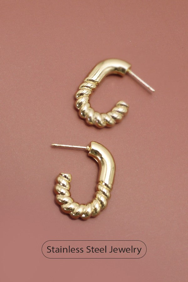 18K Gold Plated S.S. Twisted Hoop Earring