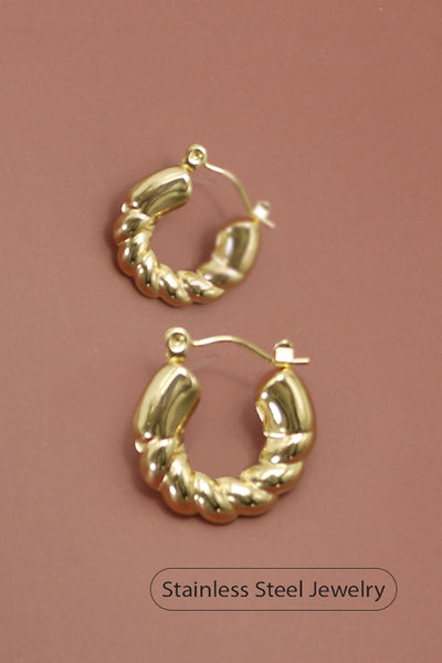 18K Gold Plated S.S. Twisted Hoop Earring