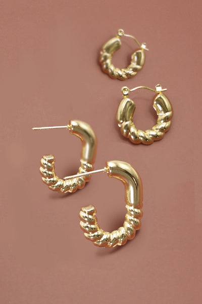 18K Gold Plated S.S. Twisted Hoop Earring