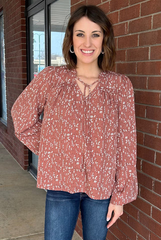 Marsala Abstract Floral Boutique Top