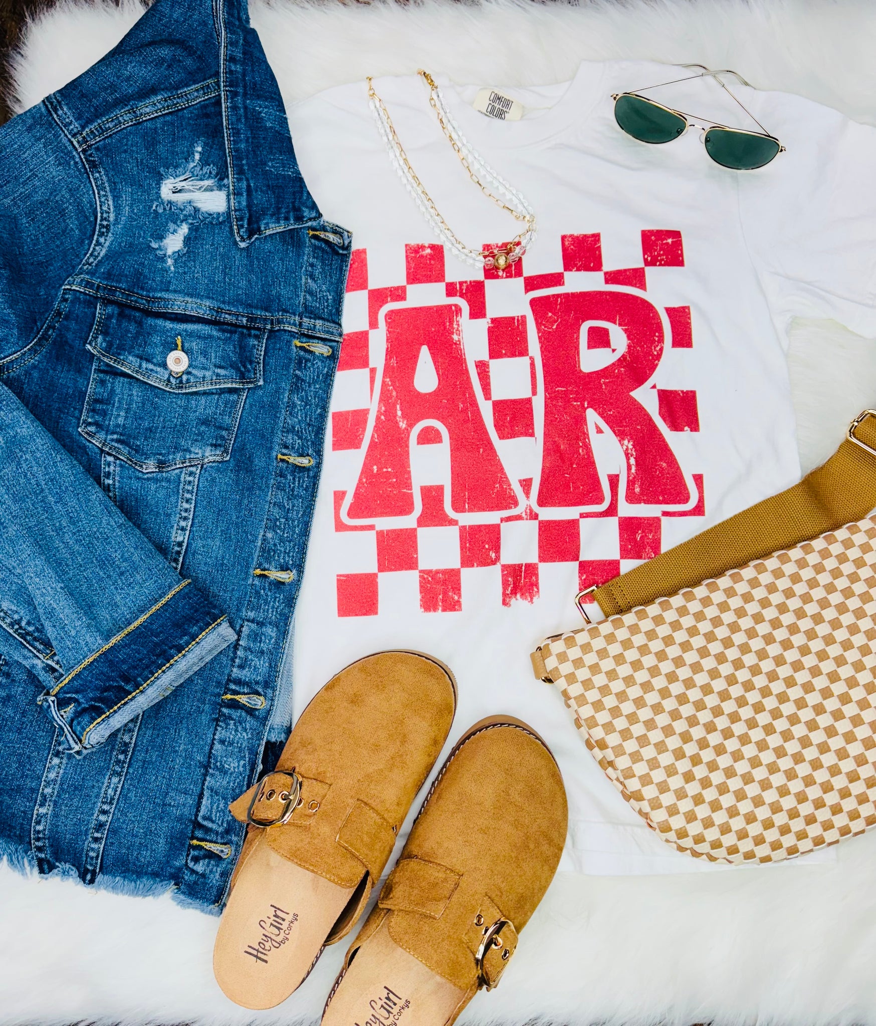 Comfort Colors Checkered AR Tee White