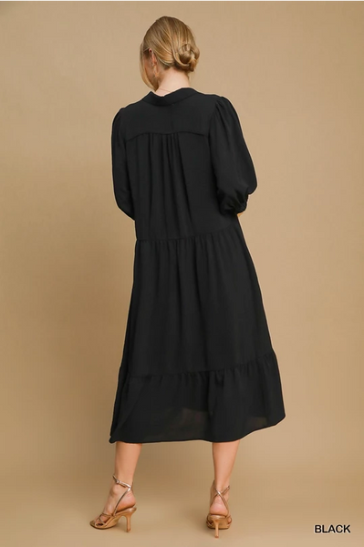 UMGEE Collared Midi Dress Black