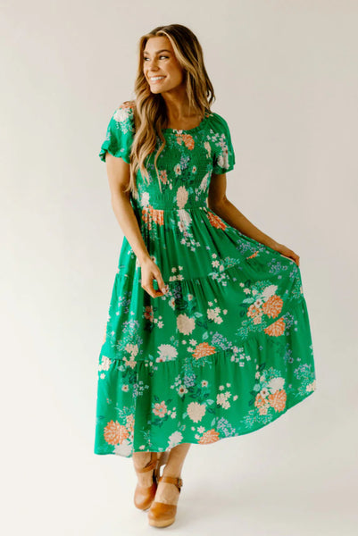 Dana Green Floral Midi Dress