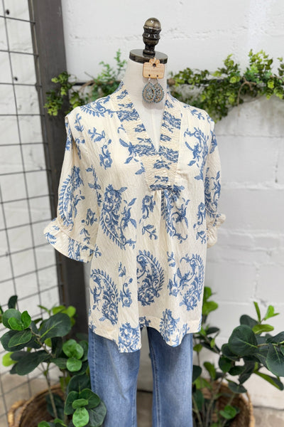 UMGEE Paris Paisley Top Blue Mix