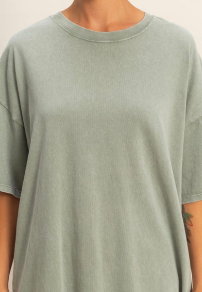 Oversized Mineral Wash Tee Sage