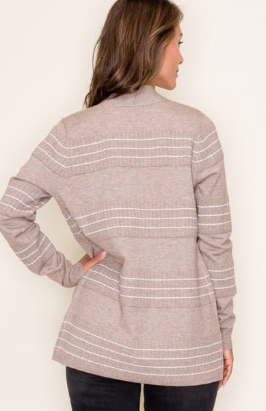 Stitch Stripe All Weather Cardigan Mocha