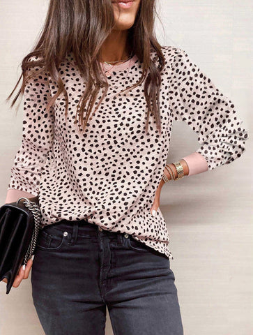 Camille Dotted Long Sleeve Top Blush