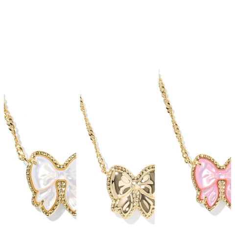 KS HALEY BOW SHORT PENDANT NECKLACE GOLD