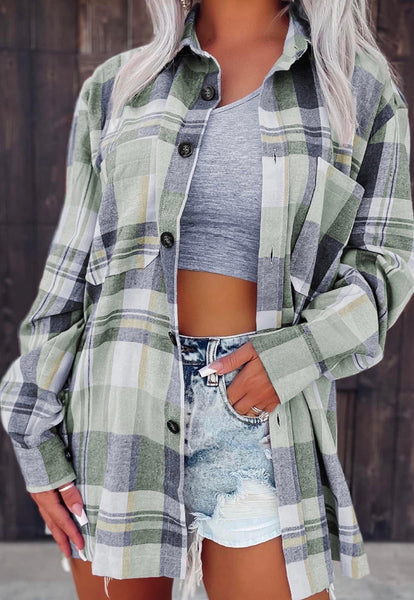 Emma Grey & Green Plaid Button Down