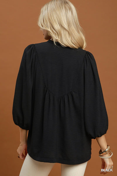 UMGEE Lace Trim Top Black