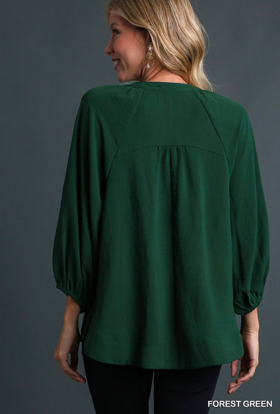 UMGEE Forest Notched Neckline Top