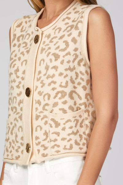 Cream Leopard Button Sweater