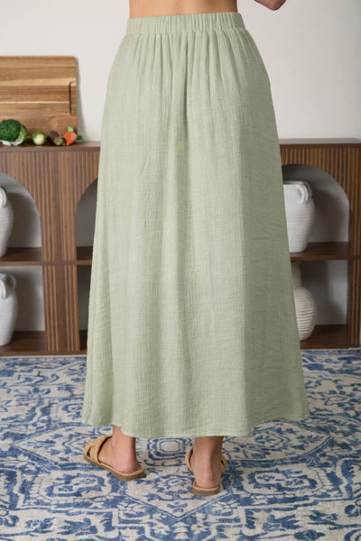 Skirt & Top Button Detail 2PC Set Sage