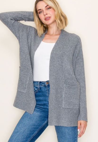 Essential Soft Sweater Cardigan Grey