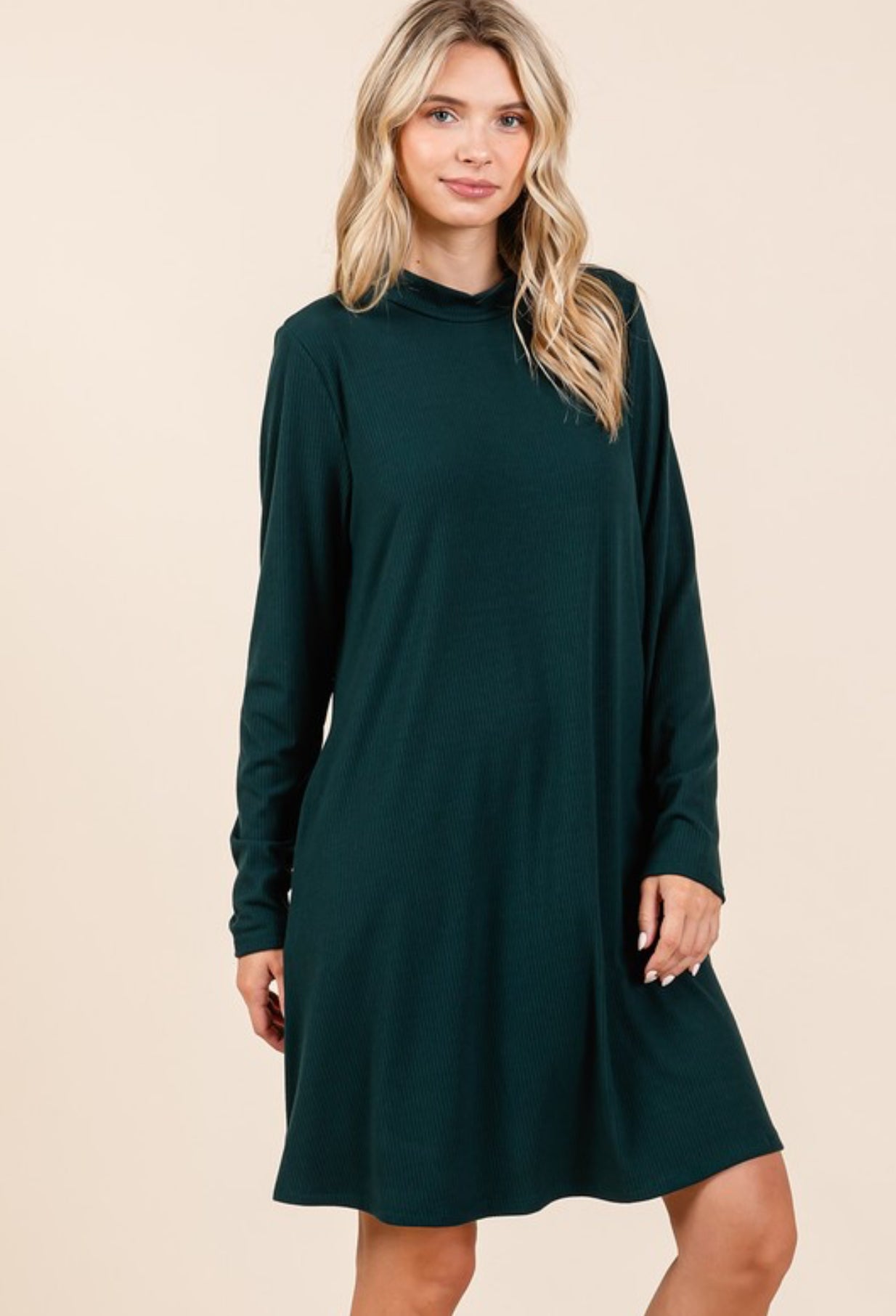 Hunter Ribbed Knit Mock Neck Pocket Dress