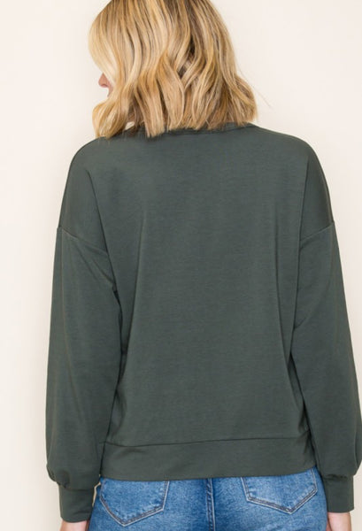 Crew Neck French Terry Top Green