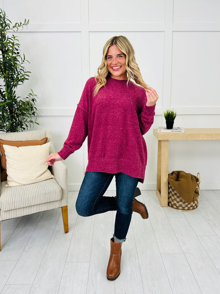 Sweater Weather Pocket Sweater Wine Red