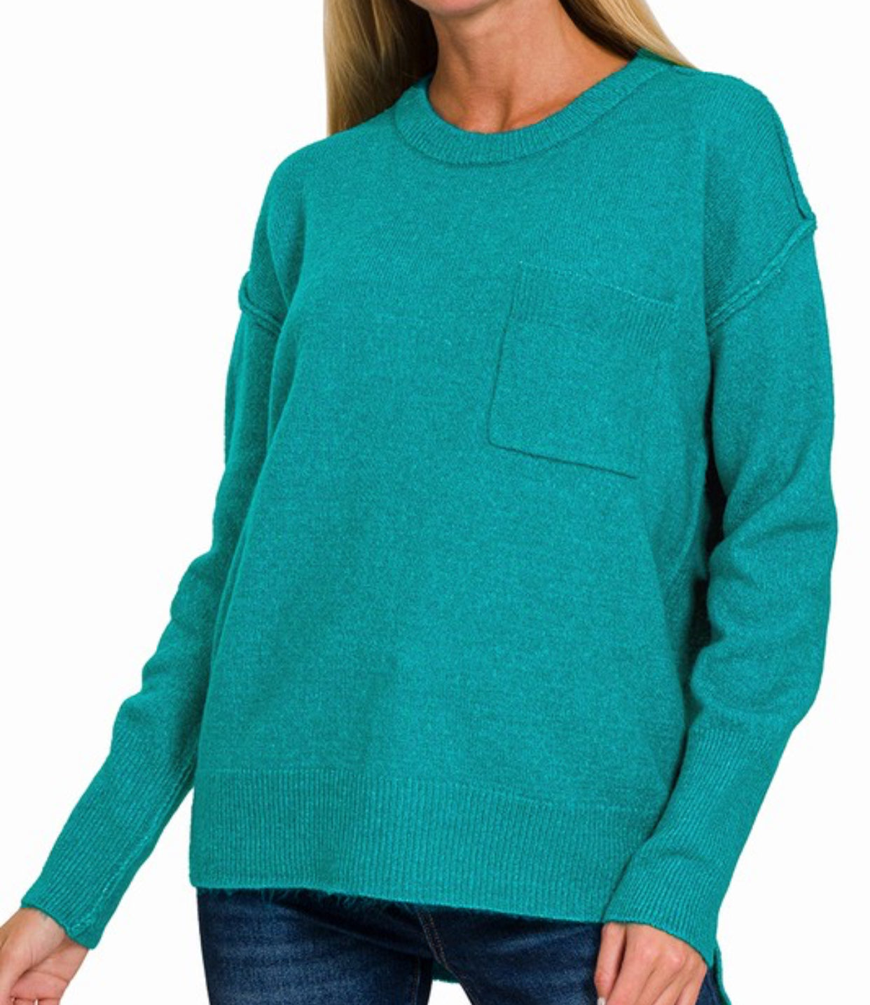 London Solid Crew Neck Sweater Teal