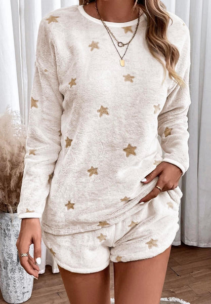 Sherpa Plush Star Print Lounge Set