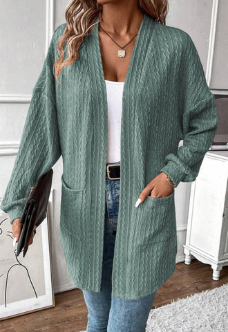 Dusty Sage Textured Pocket Cardigan