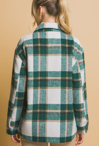 Plaid Button Down Shacket Hunter