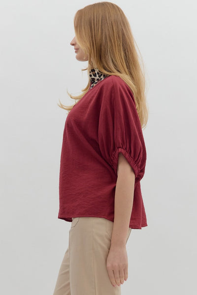 Garnett Leopard Trim Top