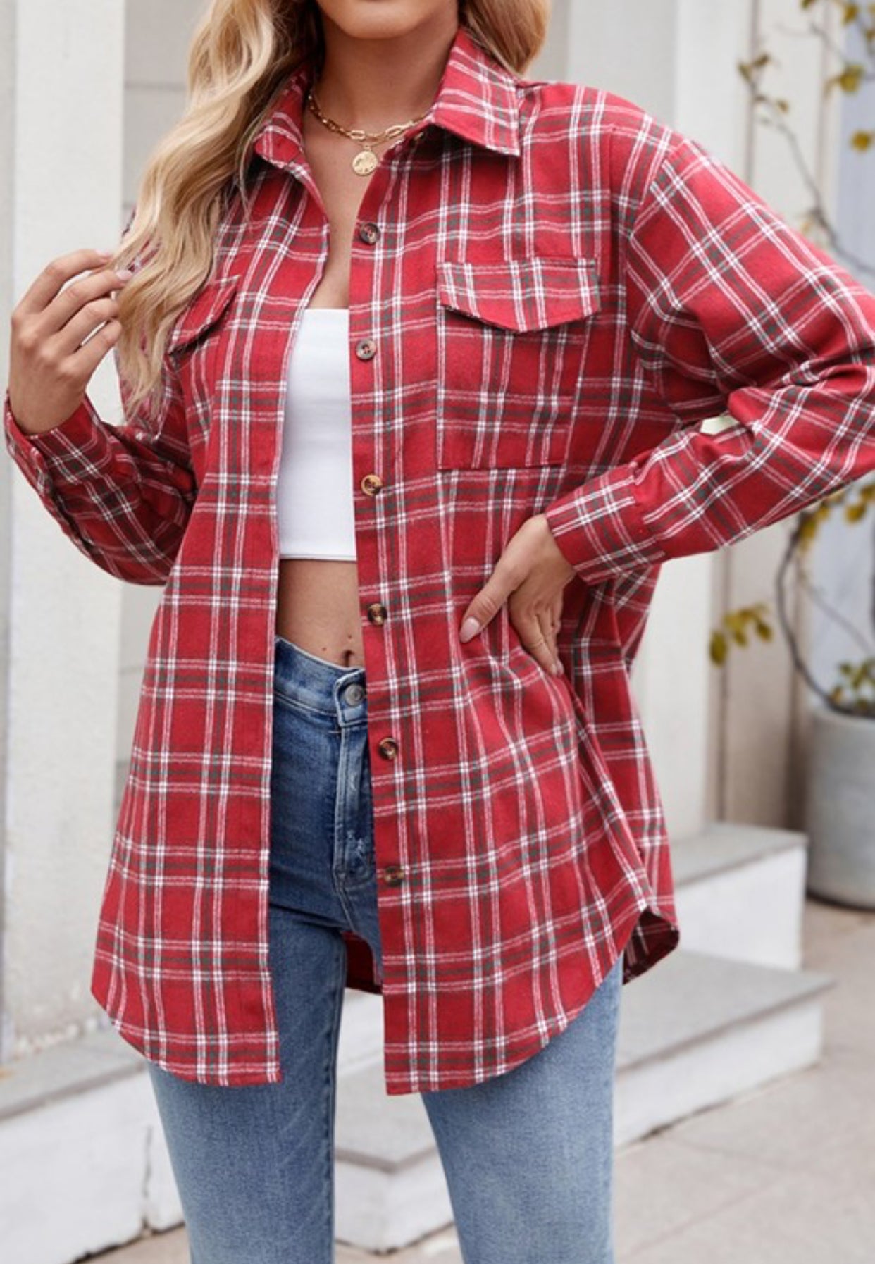 Park City Red Plaid Flannel Button Down