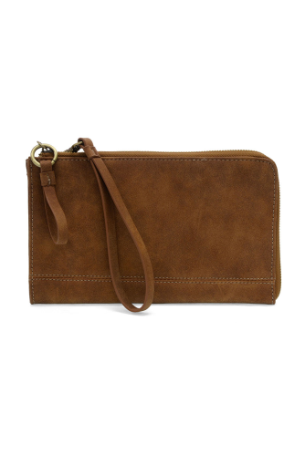 2 PC Karina Convertible Wristlet & Wallet Set Walnut Faux Suede