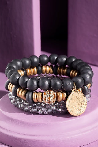 3-in-1 Stretch Bracelet with Hammered Charm