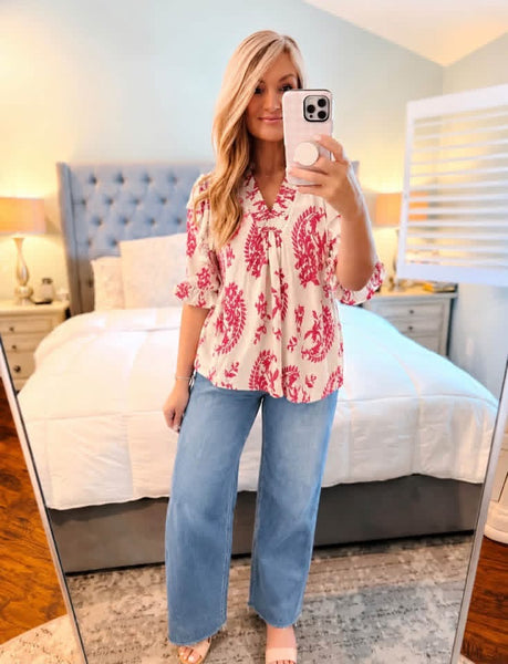 UMGEE Paris Paisley Top Red Mix