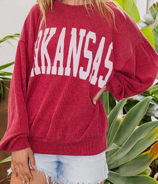 Dark Red Arkansas Corded Top