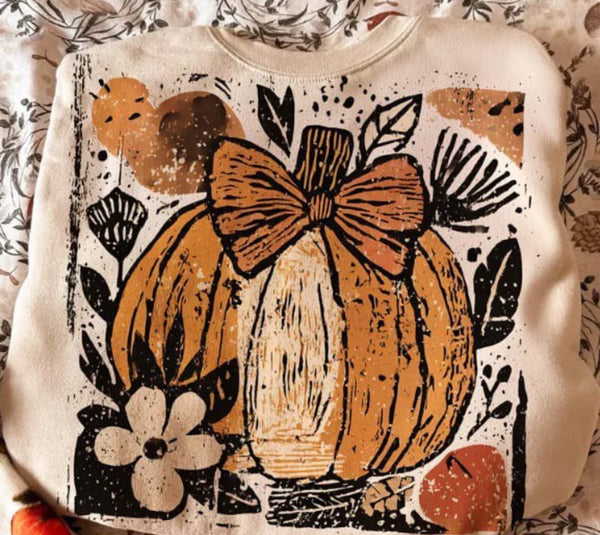 Cream Pumpkin Boho Harvest Sweatshirt