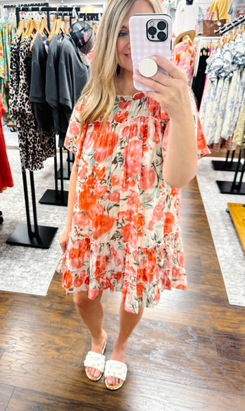 UMGEE Rose Watercolor Tiered Dress