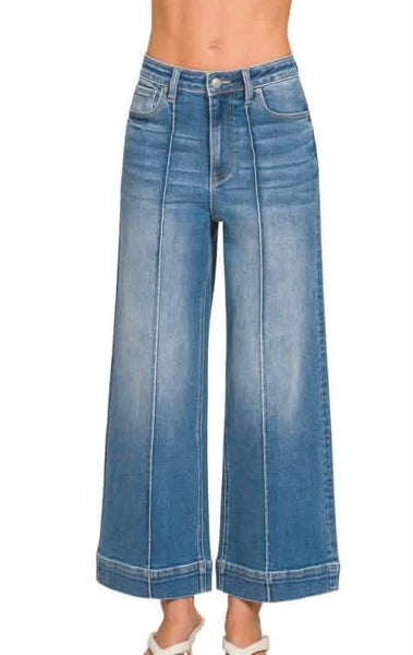 Zenana Pintuck Wide Leg Jean