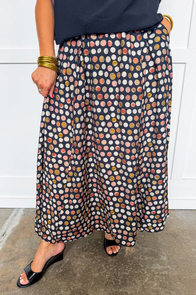 Black Multi Polka Dot Maxi Skirt