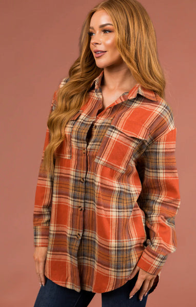 Sonoma Rust Plaid Flannel Button Down