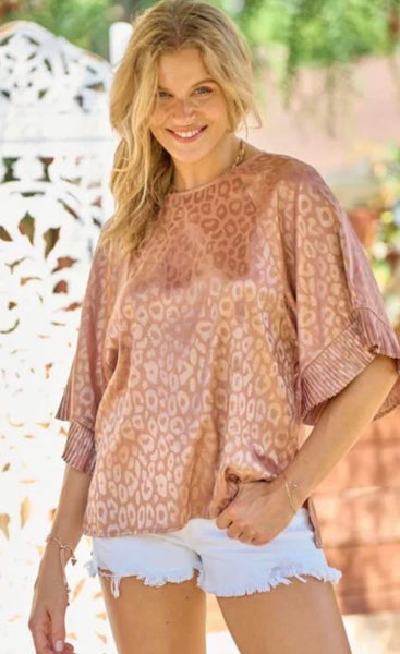 Taupe Rose Gold Leopard Date Night Top