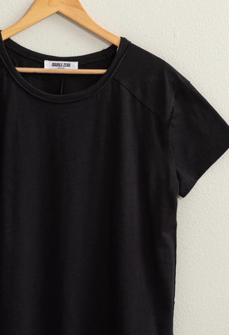 Relaxed Solid Cotton Tee Black
