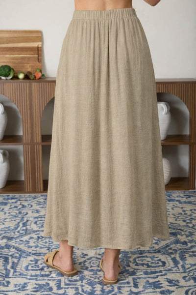 Skirt & Top Button Detail 2PC Set Khaki