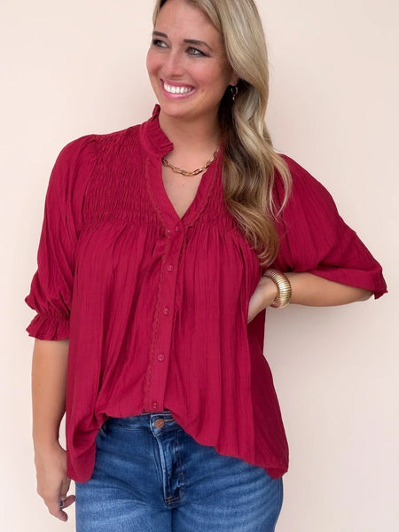 UMGEE Crimson Ruffe Top