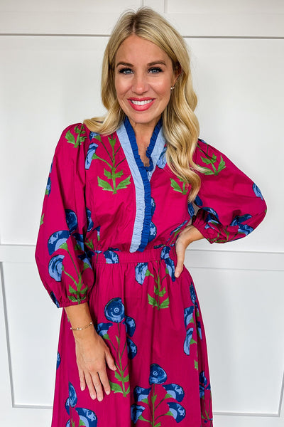 UMGEE Floral Midi Dress Berry Mix