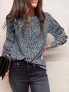 Camille Dotted Long Sleeve Top Blue Grey