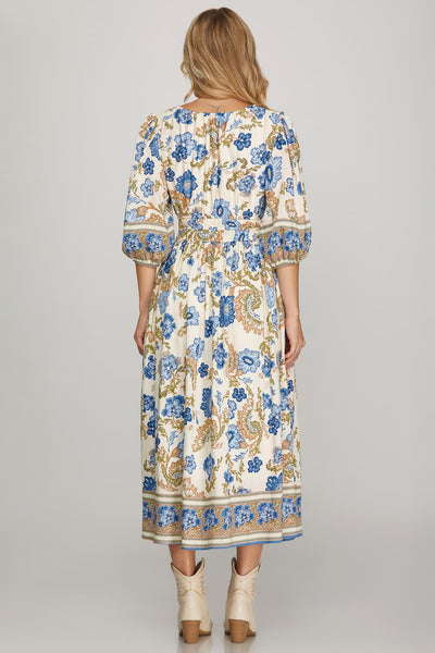 Charlotte Floral Dress Blue Mix