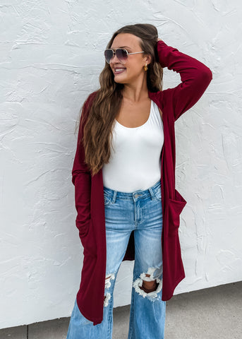 Sierra Pocket Cardigan Burgundy