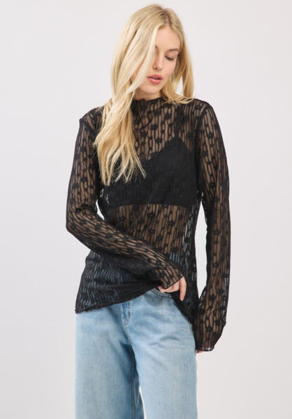 Cameron Floral Lace Top Black